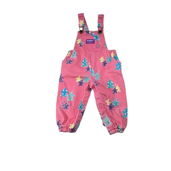 VTG OshKosh B'Gosh Baby Overalls 12 Months Pink Clowns Stars Vest Pak USA - Picture 1 of 15